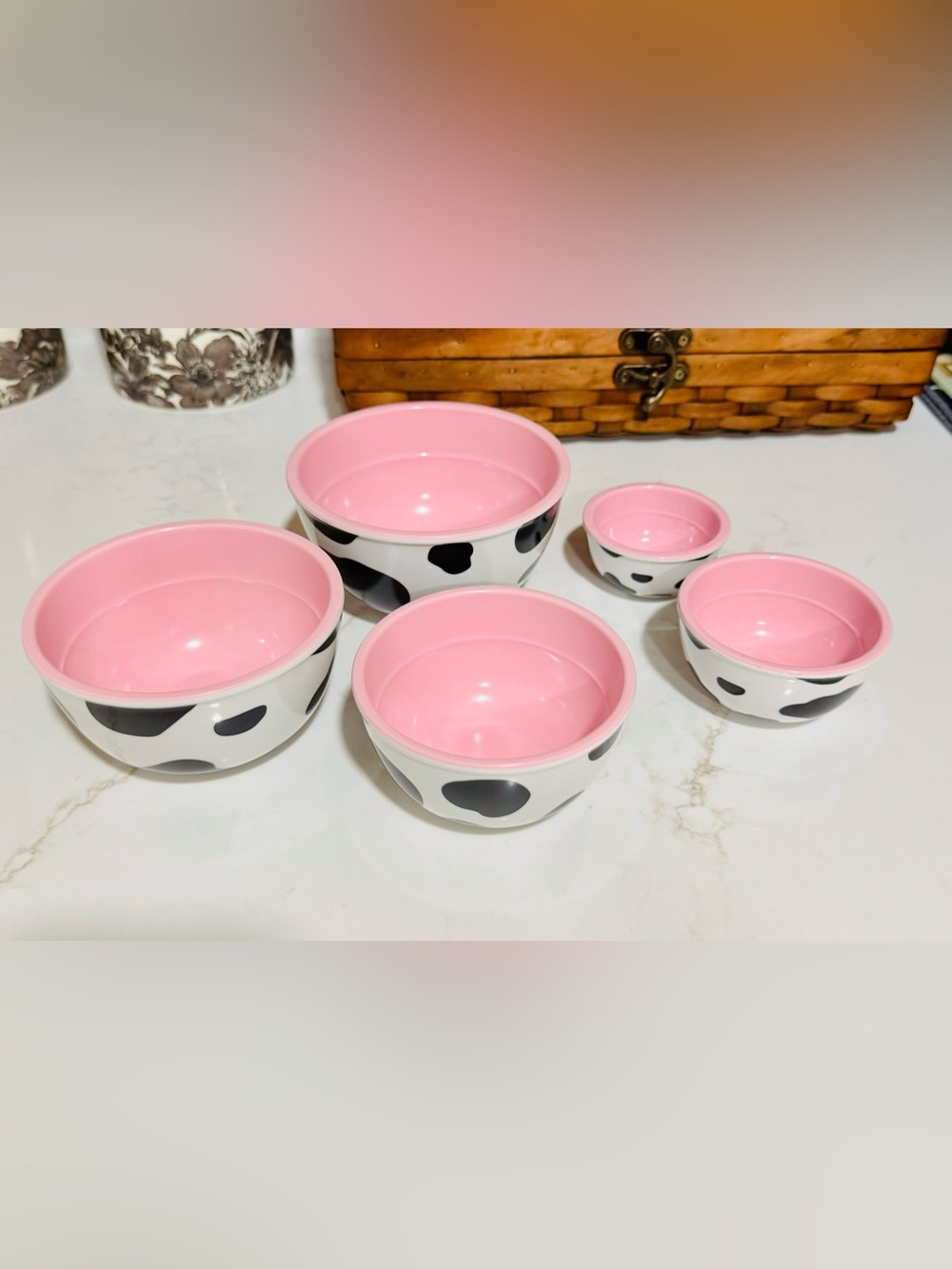 Pink Cow-Print Measurements cups - Set of 5